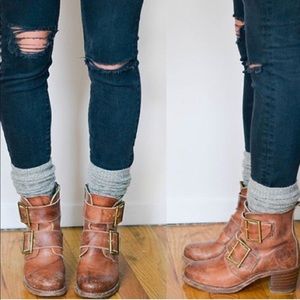 Frye Sabrina Buckle - 8.5 Leather Cognac Booties